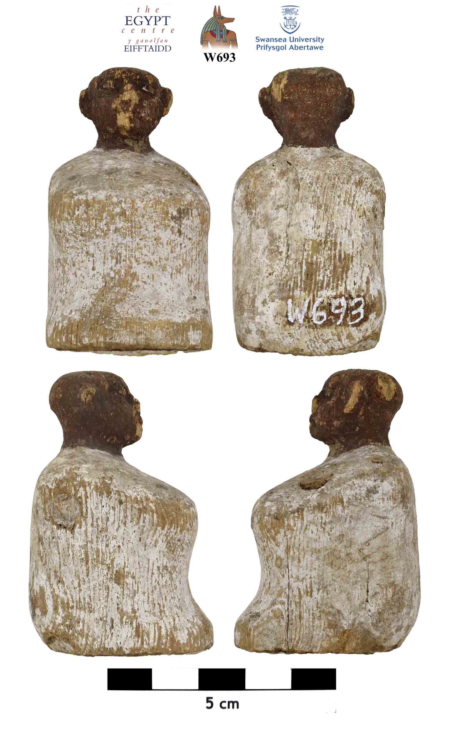 Image for: Wooden funerary figure wrapped in a cloak